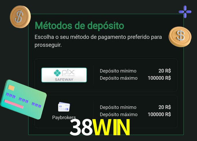 O cassino 38WIN oferece uma grande variedade de métodos de pagamento